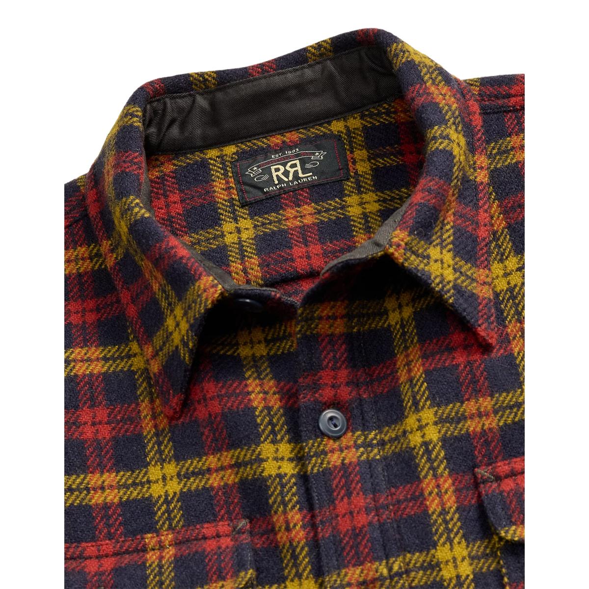 Checked Wool Twill Workshirt Red Yellow - Overshirt