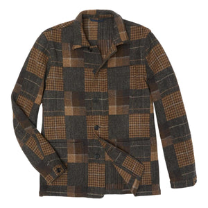 Chore Jacket Brown Wool Patchwork Chore Coat