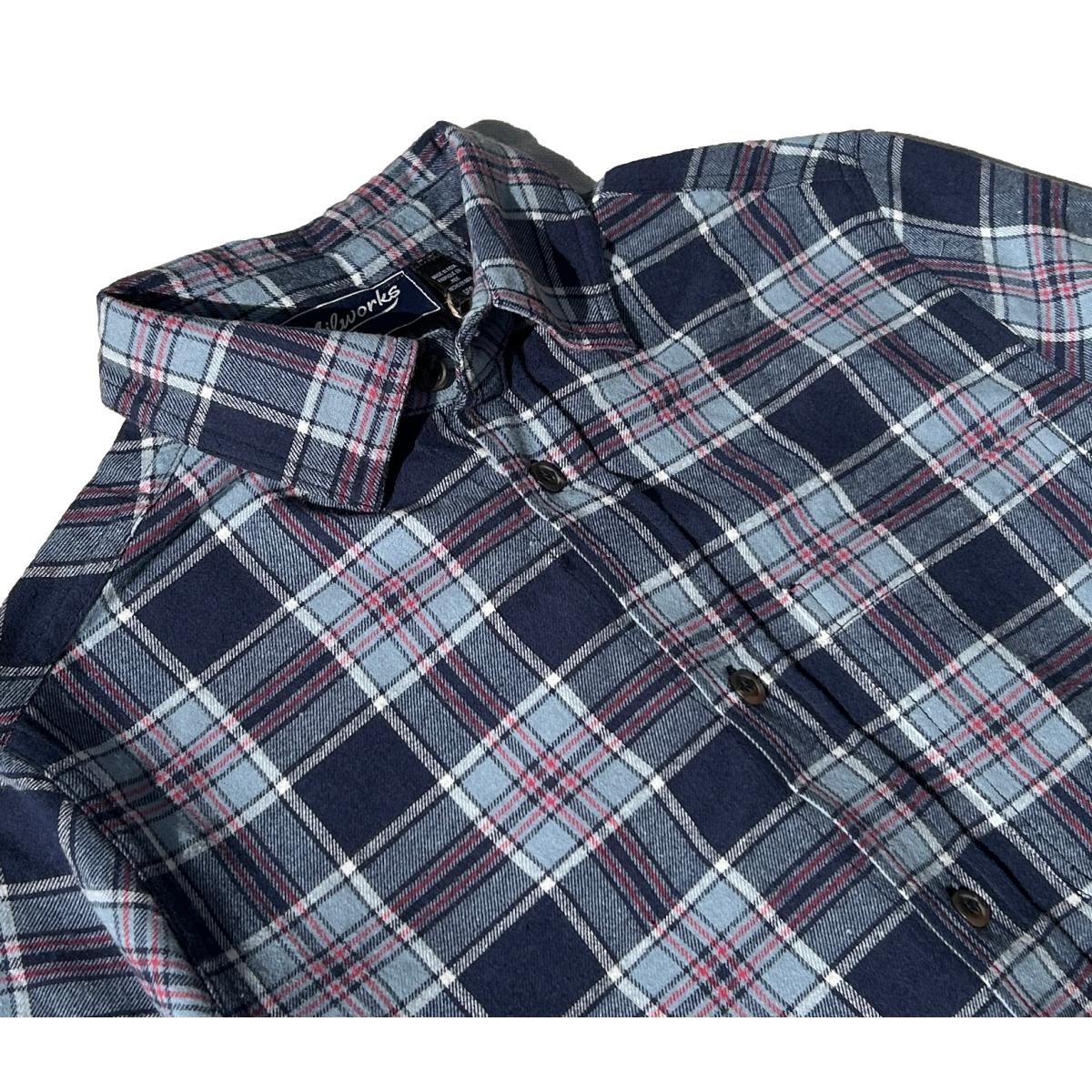 Classic Brushed Flannel Shirt Navy & Sky Plaid - Flannel