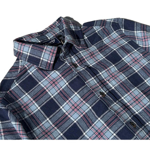 Classic Brushed Flannel Shirt Navy & Sky Plaid - Flannel