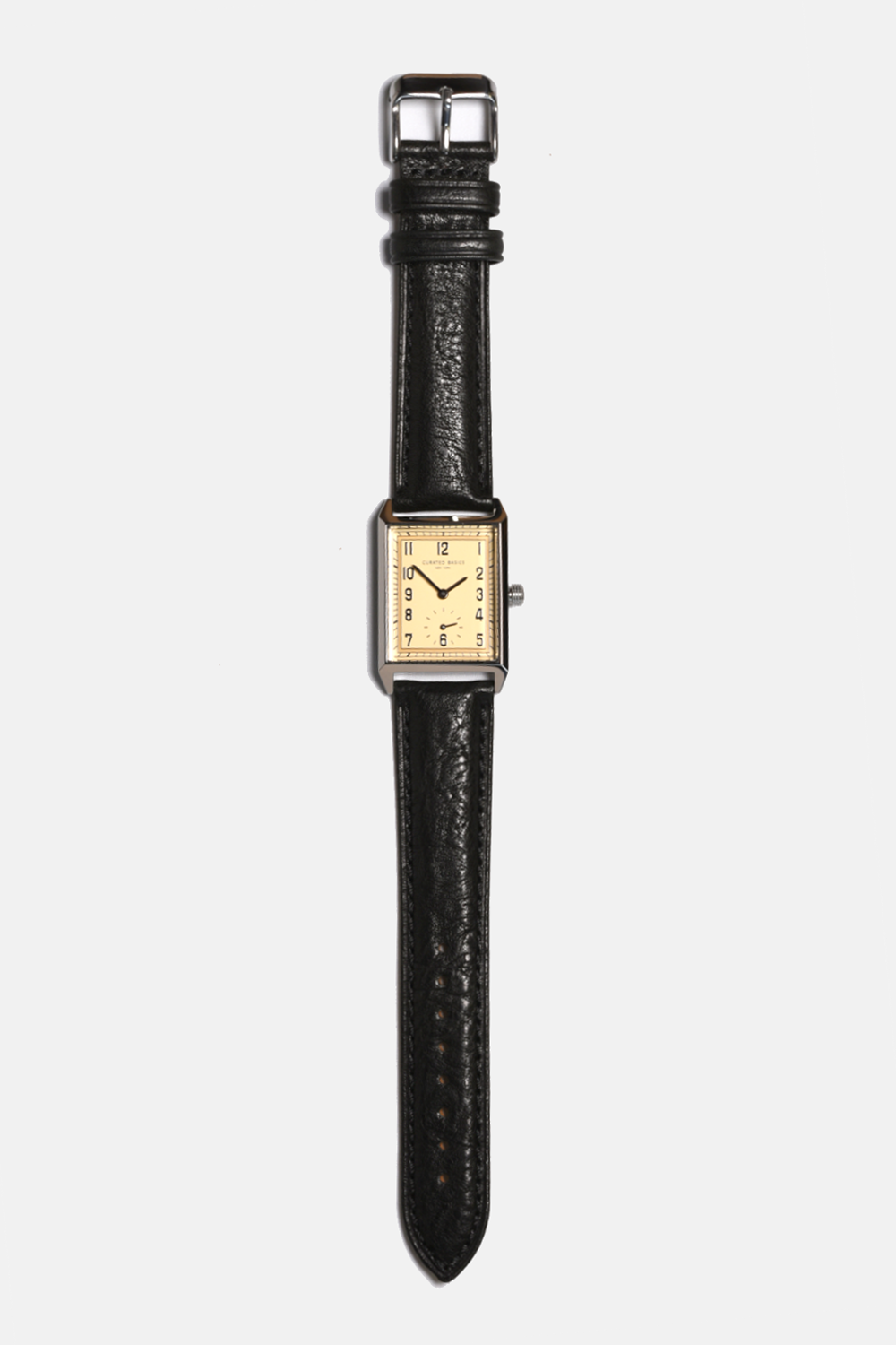 Curated Basics - Classic Rectangular Watch: Black Leather