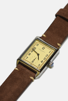 Curated Basics - Classic Rectangular Watch: Dark Brown Suede
