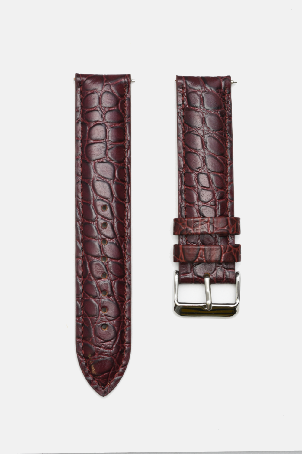 Classic Rectangular Watch: Green Leather - Ox-blood