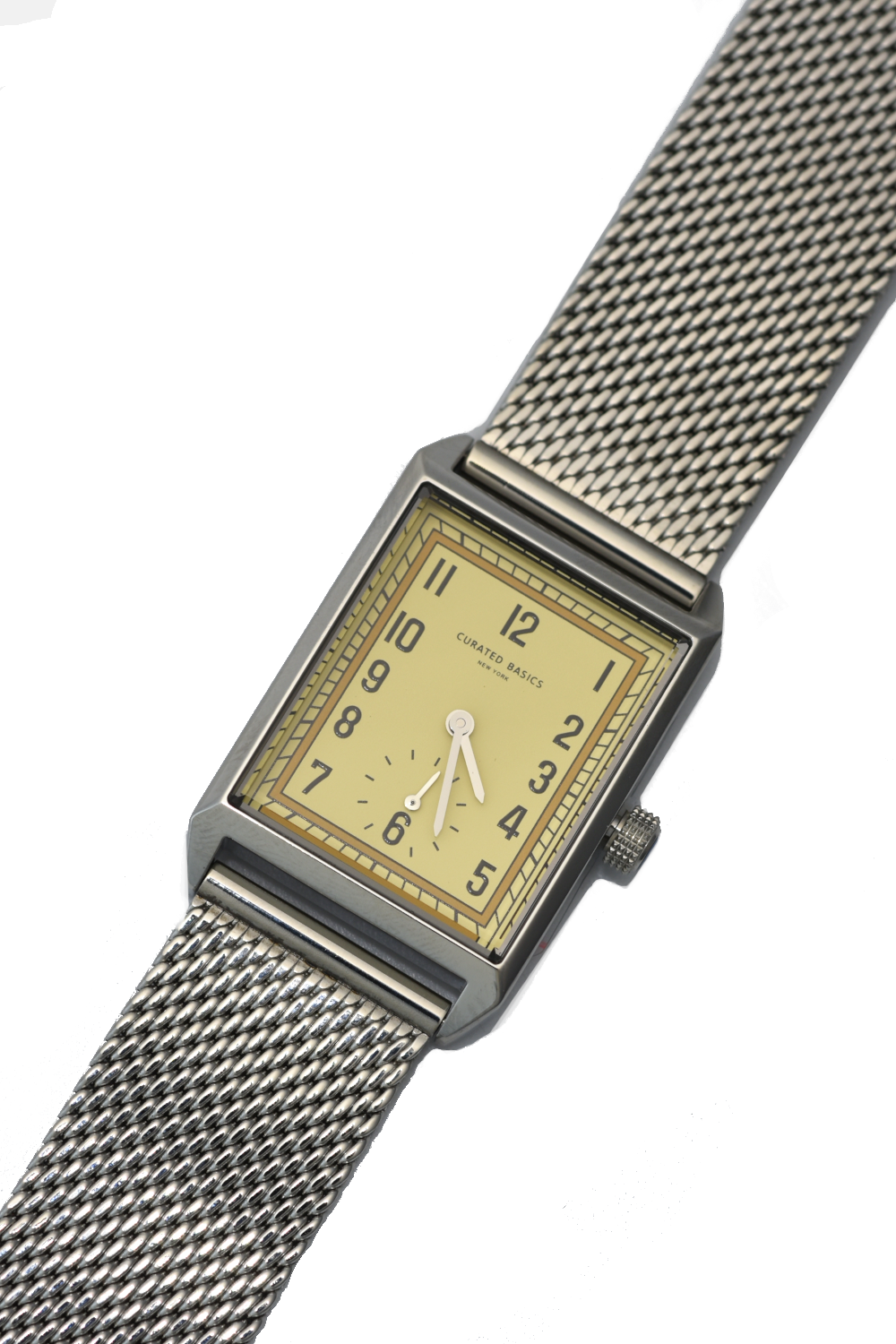 Classic Rectangular Watch: Steel Mesh