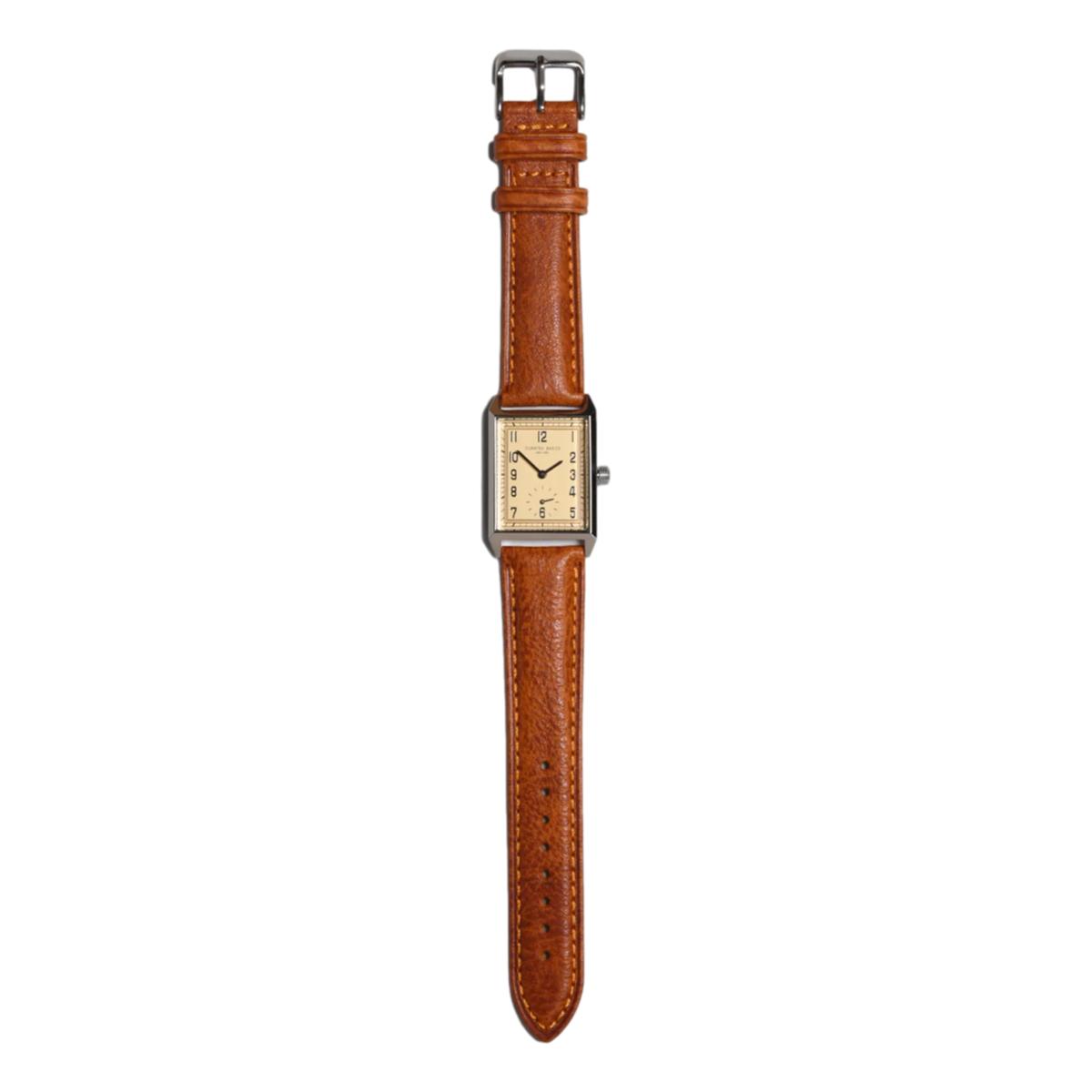 Classic Rectangular Watch: Tan Leather