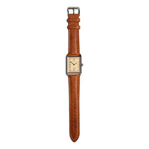 Classic Rectangular Watch: Tan Leather