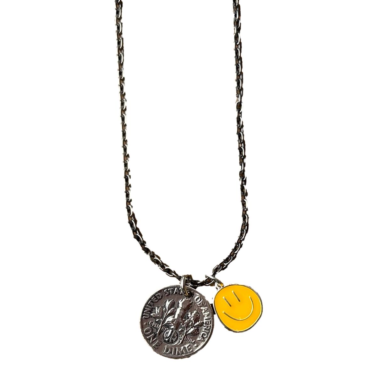 Coin Necklace Yellow Smile - Necklace