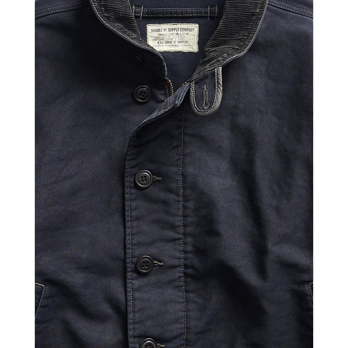 Corduroy-Collar Cotton Deck Jacket Dark Navy - Deck Jacket