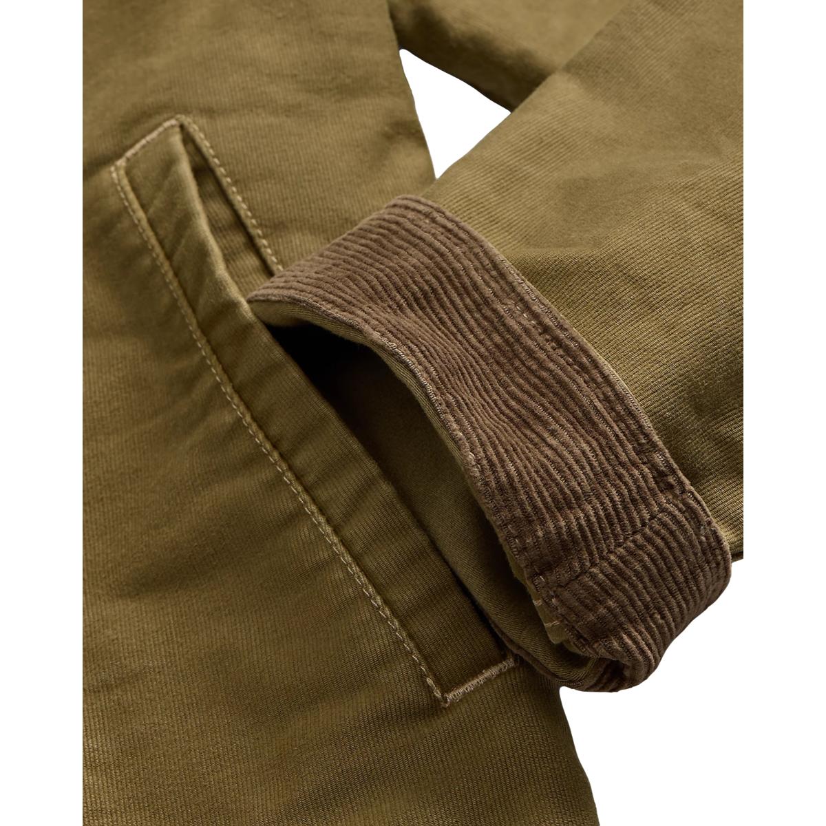 Corduroy-Collar Cotton Deck Jacket Khaki Drab - Deck Jacket