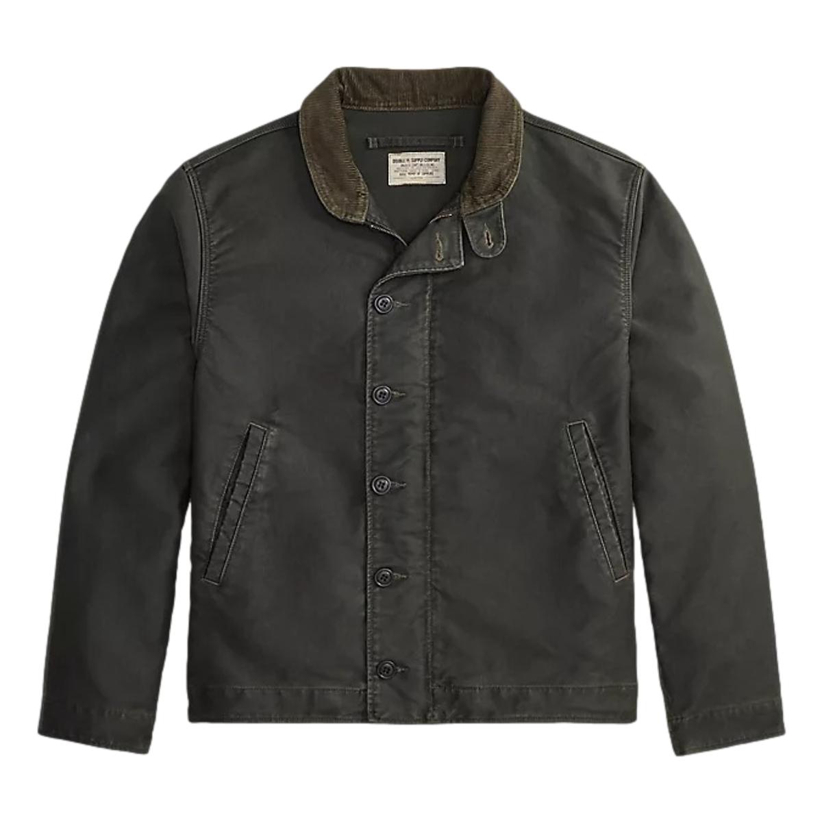 Corduroy-Collar Cotton Deck Jacket Vintage Black - Deck