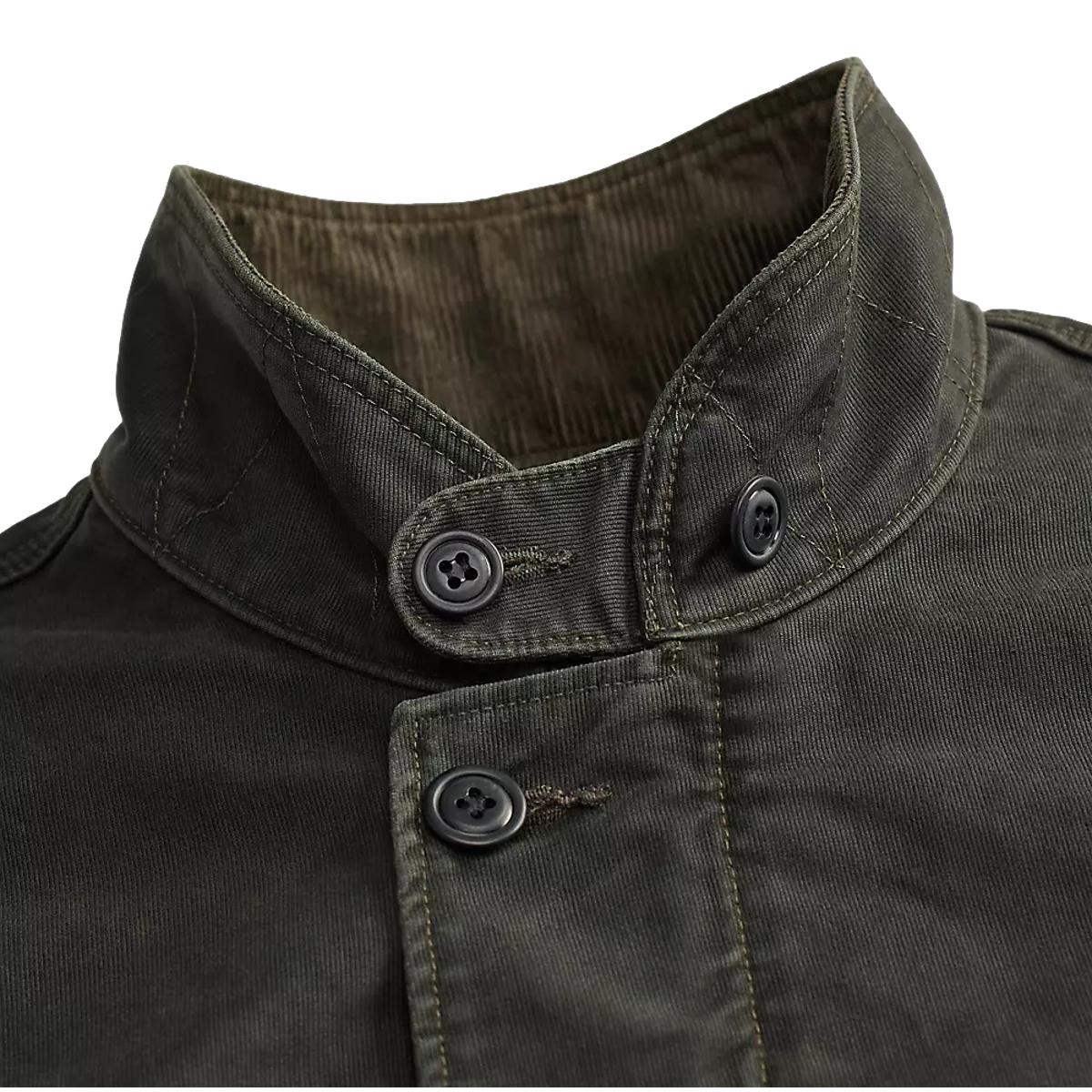 Corduroy-Collar Cotton Deck Jacket Vintage Black - Deck