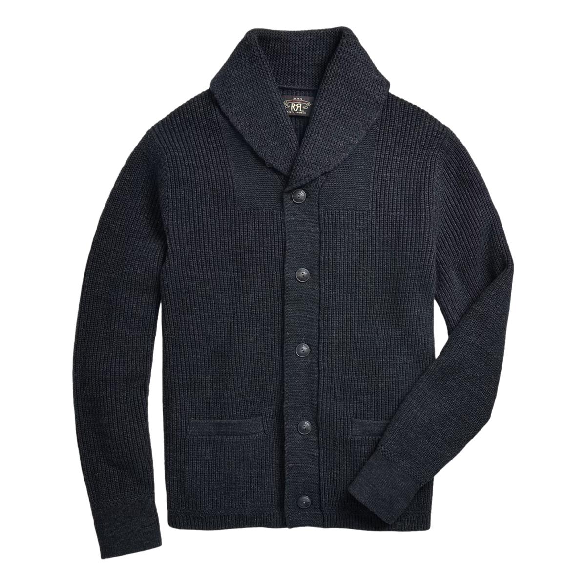 Cotton Shawl-Collar Cardigan Dark Navy Heather - Sweater