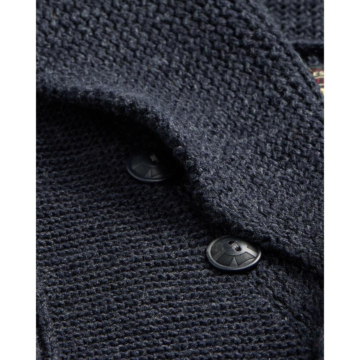 Cotton Shawl-Collar Cardigan Dark Navy Heather - Sweater