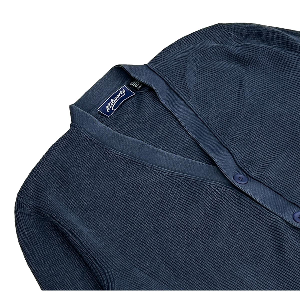 Cotton V-Neck Cardigan Vintaged Washed Navy - cardigan