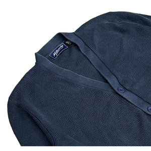 Cotton V-Neck Cardigan Vintaged Washed Navy - cardigan