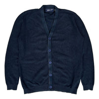 Cotton V-Neck Cardigan Vintaged Washed Navy - cardigan