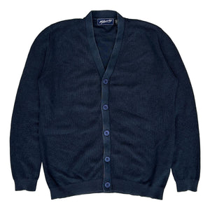 Cotton V-Neck Cardigan Vintaged Washed Navy - cardigan