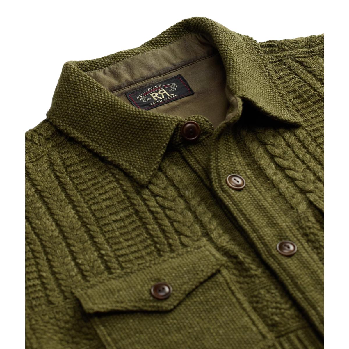 Cotton-Wool Workshirt Sweater Olive Green Heather - Sweater