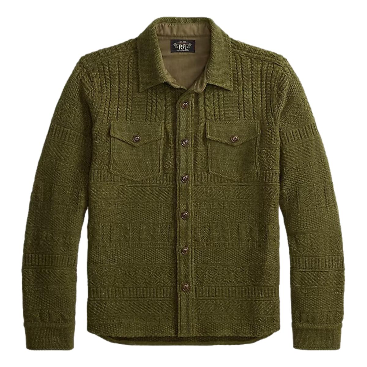Cotton-Wool Workshirt Sweater Olive Green Heather - Sweater