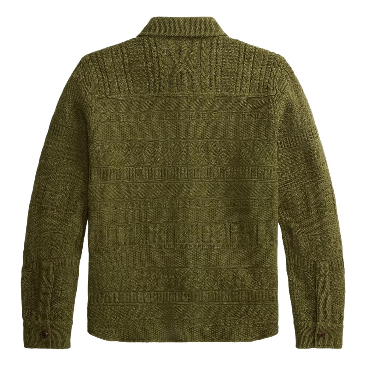 Cotton-Wool Workshirt Sweater Olive Green Heather - Sweater