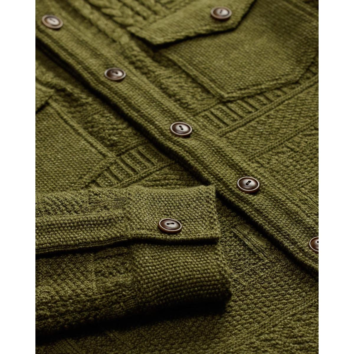 Cotton-Wool Workshirt Sweater Olive Green Heather - Sweater