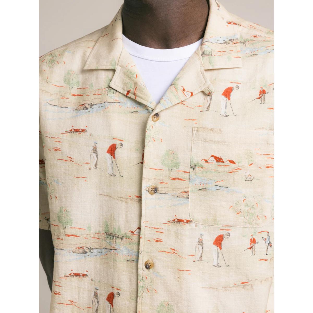 Crammond Shirt in Oatmeal Golf Print - Shirts