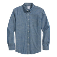 Dark Chambray Button Down Collar Shirt - Shirts