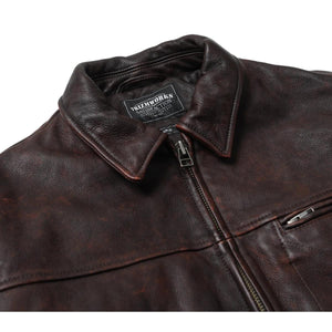 Destroyed Cowhide Leather Jacket Brown - Jacket