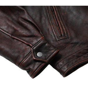 Destroyed Cowhide Leather Jacket Brown - Jacket