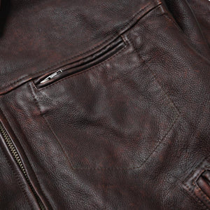 Destroyed Cowhide Leather Jacket Brown - Jacket