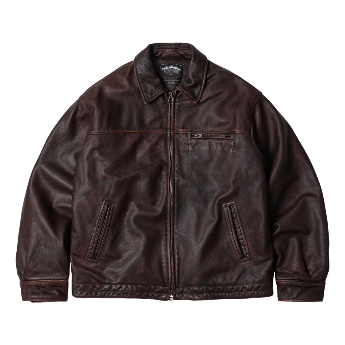Destroyed Cowhide Leather Jacket Brown - Jacket
