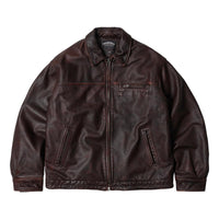 Destroyed Cowhide Leather Jacket Brown - Jacket