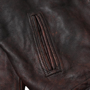 Destroyed Cowhide Leather Jacket Brown - Jacket