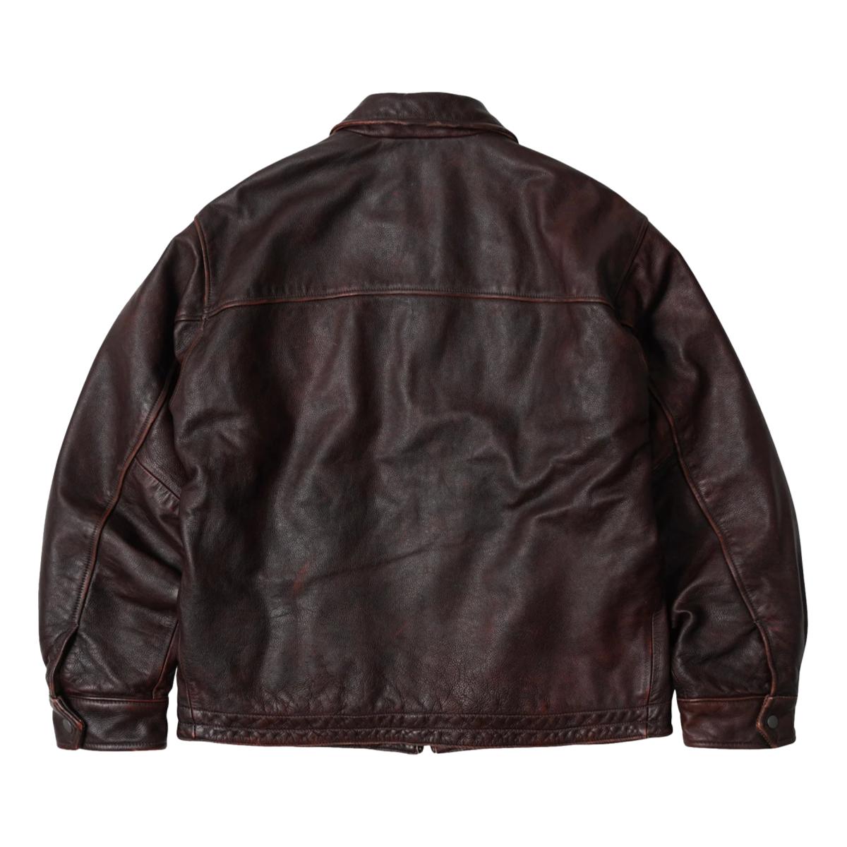 Destroyed Cowhide Leather Jacket Brown - Jacket