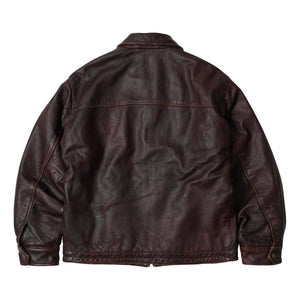 Destroyed Cowhide Leather Jacket Brown - Jacket