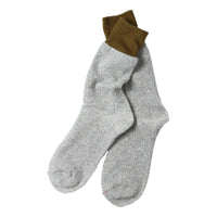 Double Face Silk & Cotton Socks Olive Gray - Socks