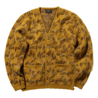 Double Jacquard Paisley Shaggy Cardigan Mustard - Sweater