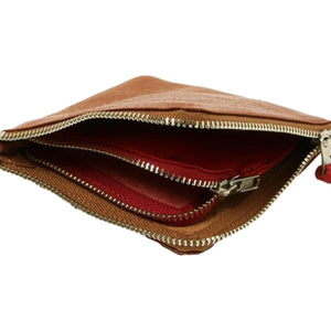 Double Zip Wallet Brown Red - Wallet
