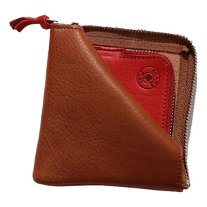 Double Zip Wallet Brown Red - Wallet
