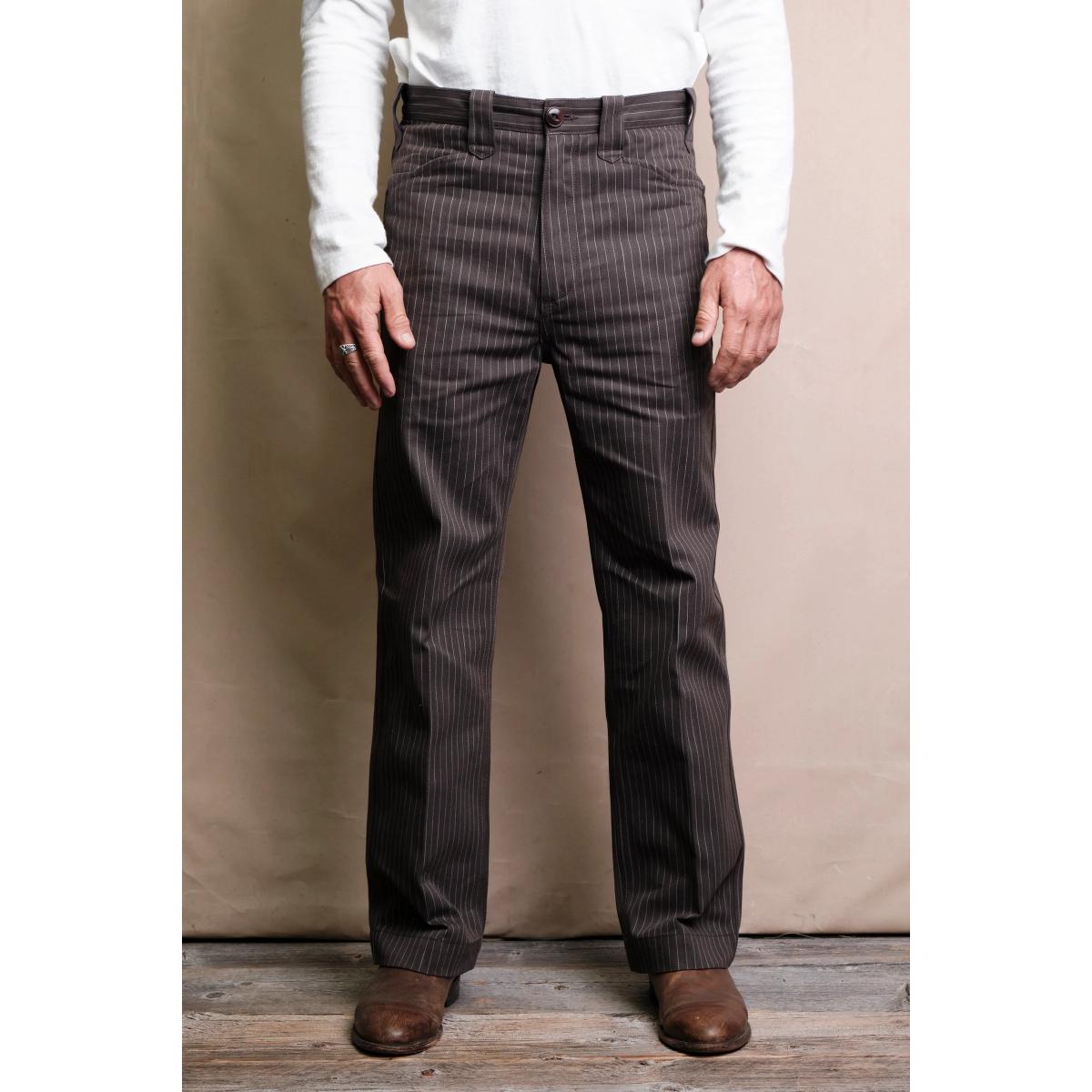 Duster Pant Brown Stripe - Pants