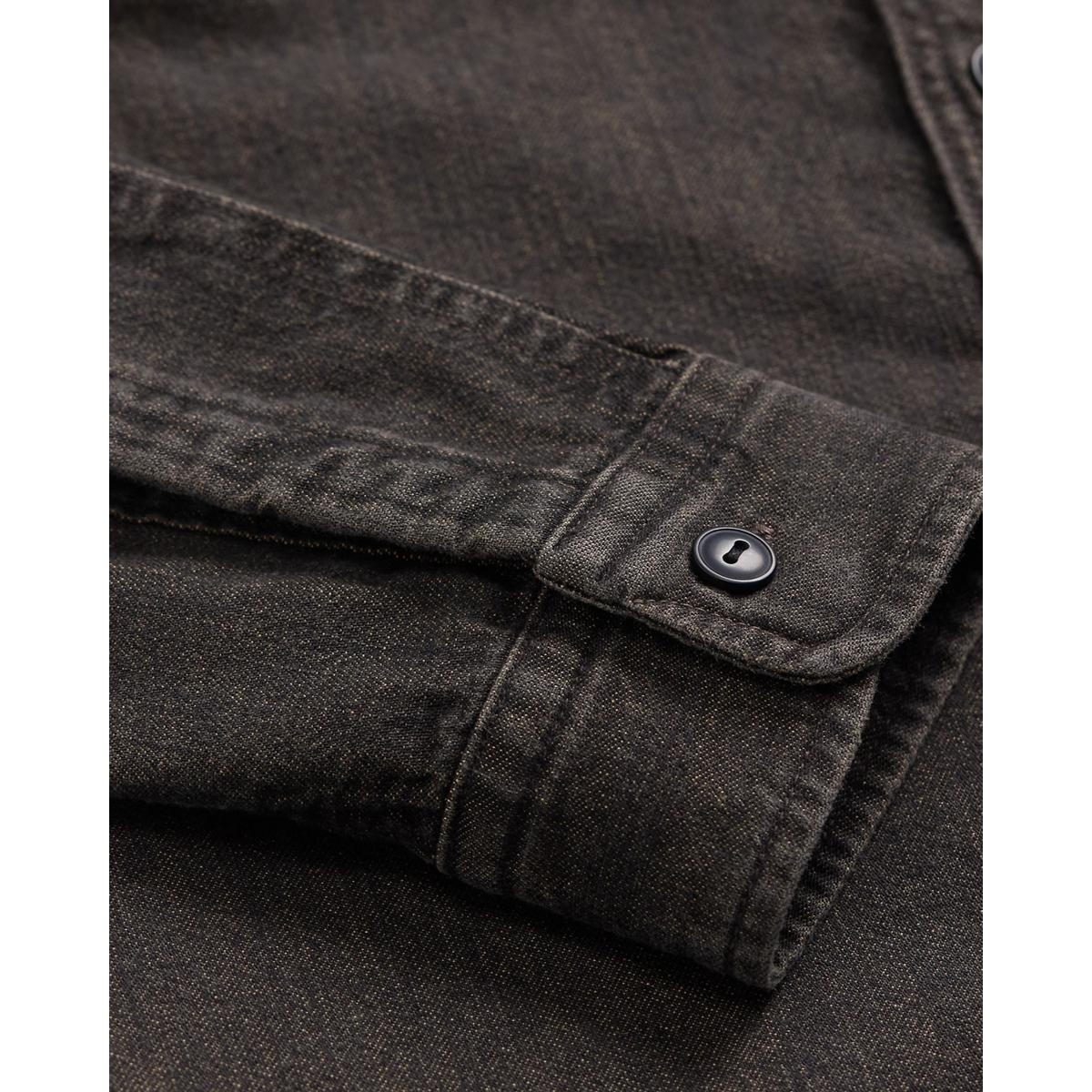 Embroidered Denim Workshirt Washed Black - Shirt