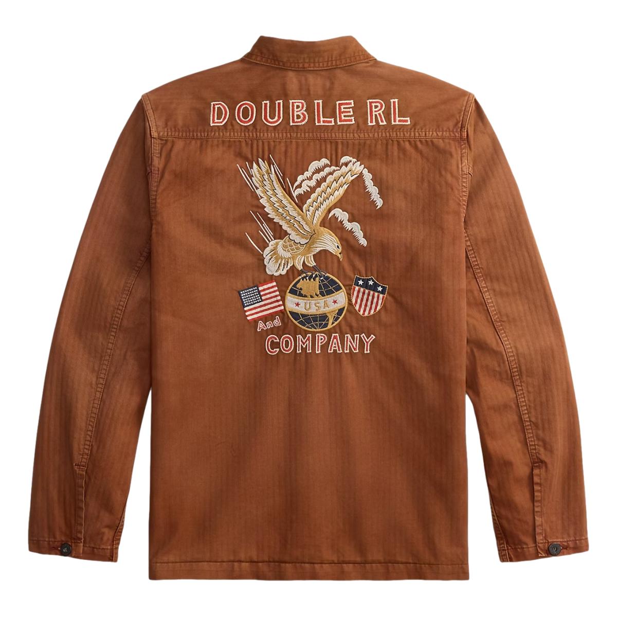 Embroidered Herringbone Twill Overshirt Brick - Overshirt