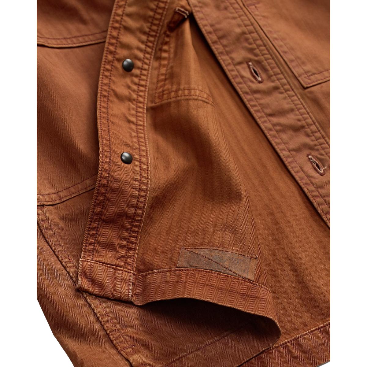 Embroidered Herringbone Twill Overshirt Brick - Overshirt