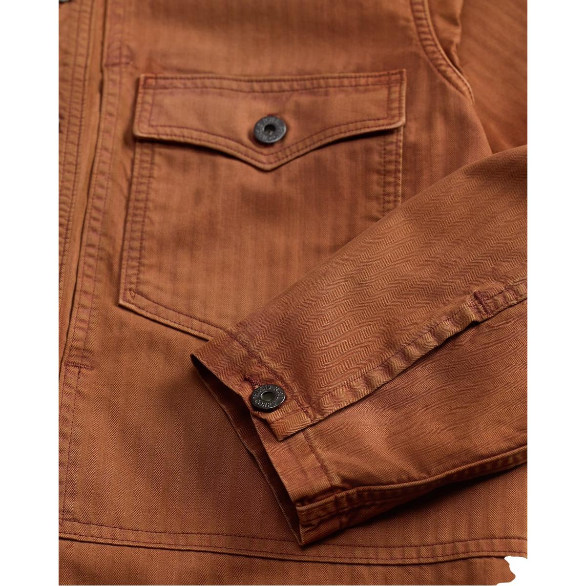 Embroidered Herringbone Twill Overshirt Brick - Overshirt