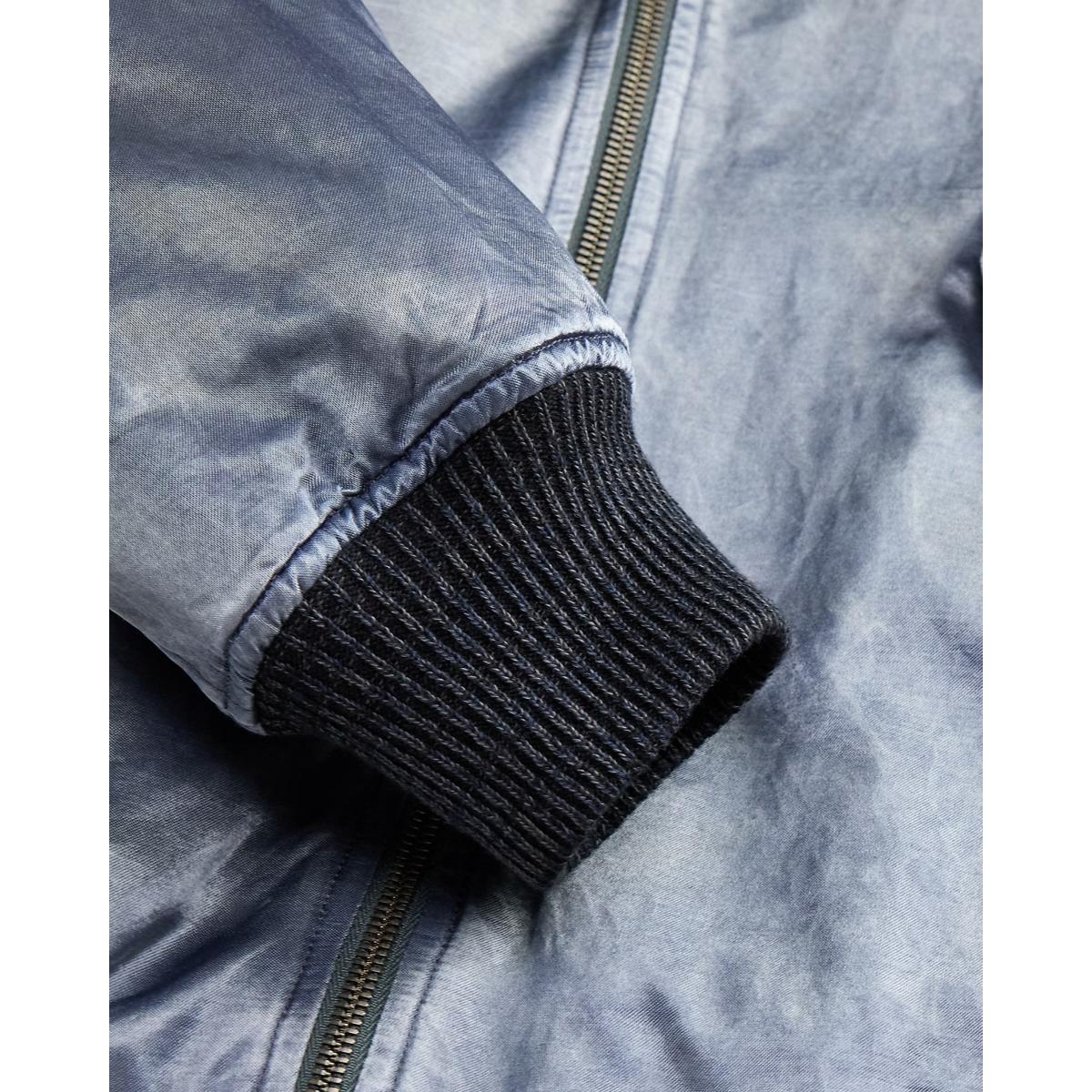 Embroidered Satin Flight Jacket Vintage Blue - outerwear