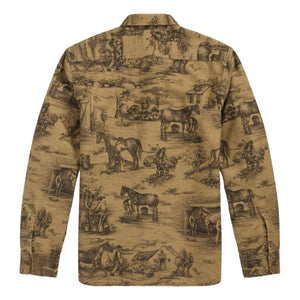 Equestrian-Print Moleskin Workshirt Brown - Shirts