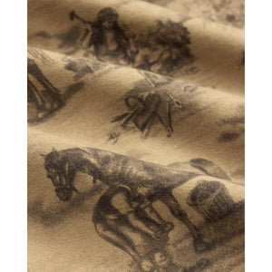 Equestrian-Print Moleskin Workshirt Brown - Shirts