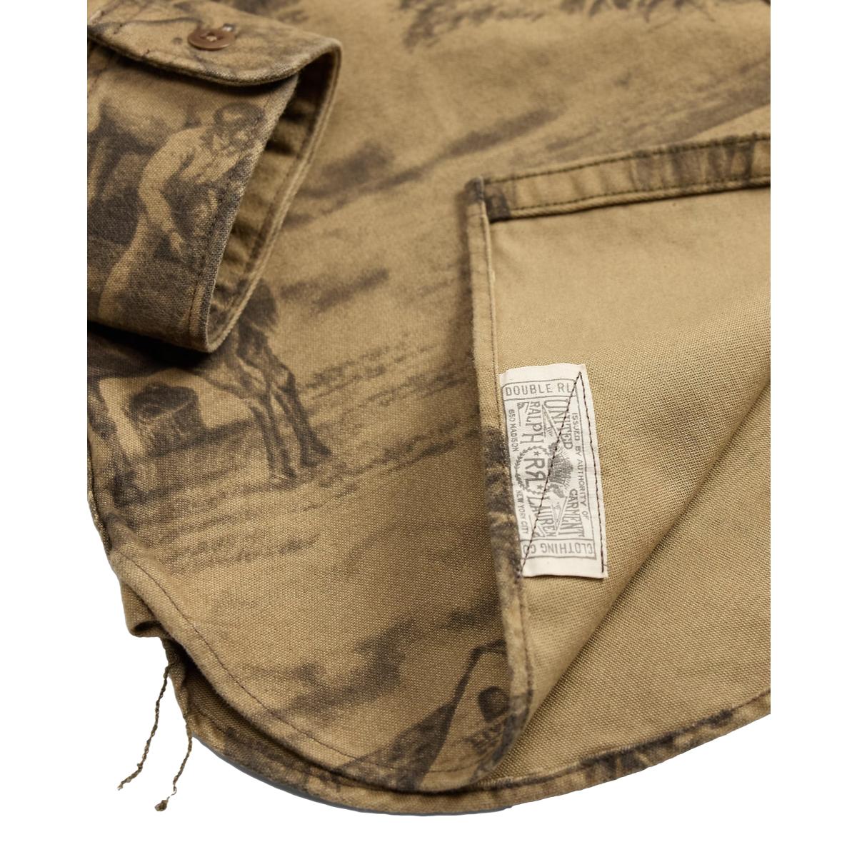 Equestrian-Print Moleskin Workshirt Brown - Shirts