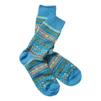 Fairisle Jacquard Crew Socks Blue - Socks