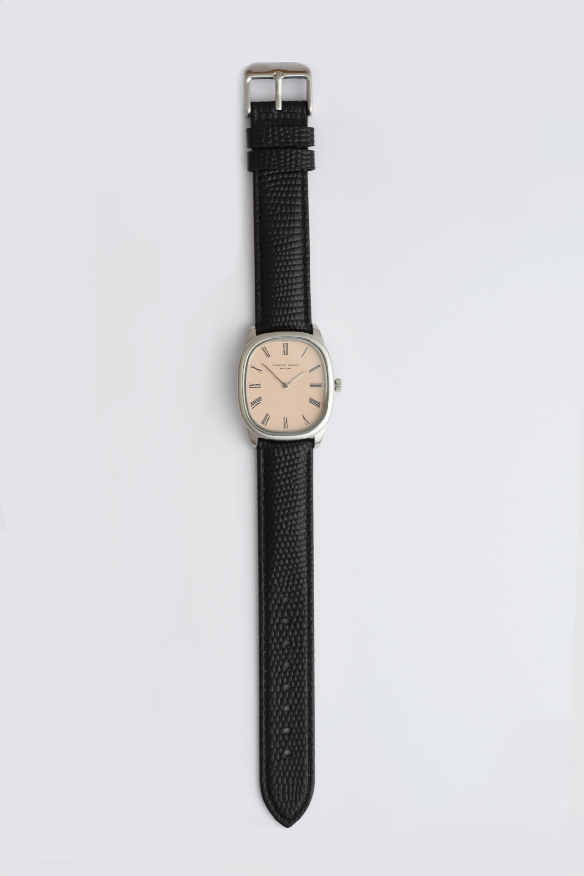 Oval Watch - Black Leather Strap